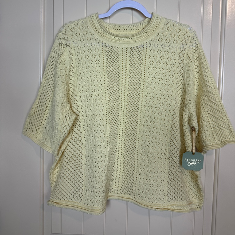 Ryegrass yellow‎ short sleeve lightweight sweater sz XXL 2X NWT $55 *READ
